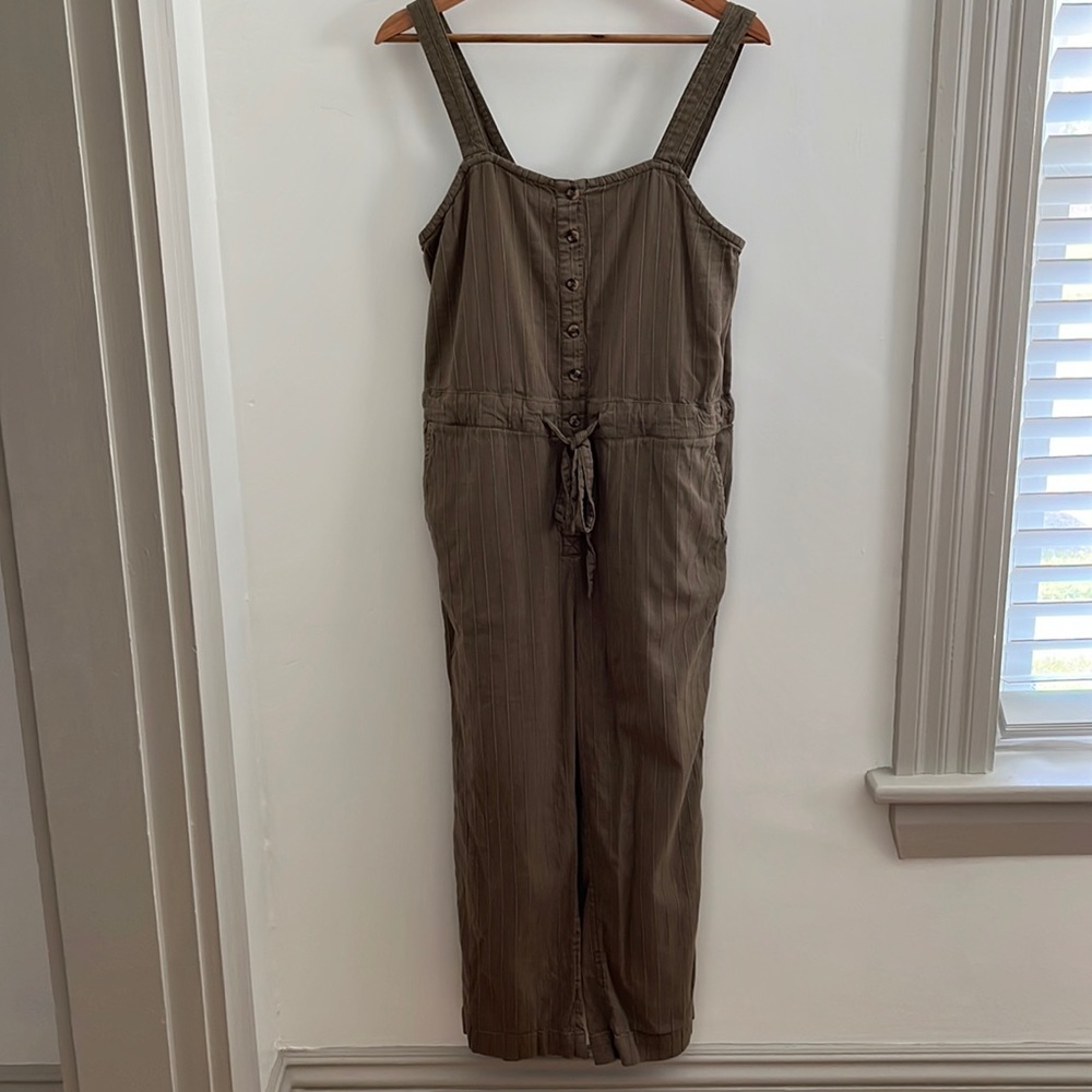 Billabong M Olive button-up tie waist overalls Romper Jumpsuit - Picture 3 of 8